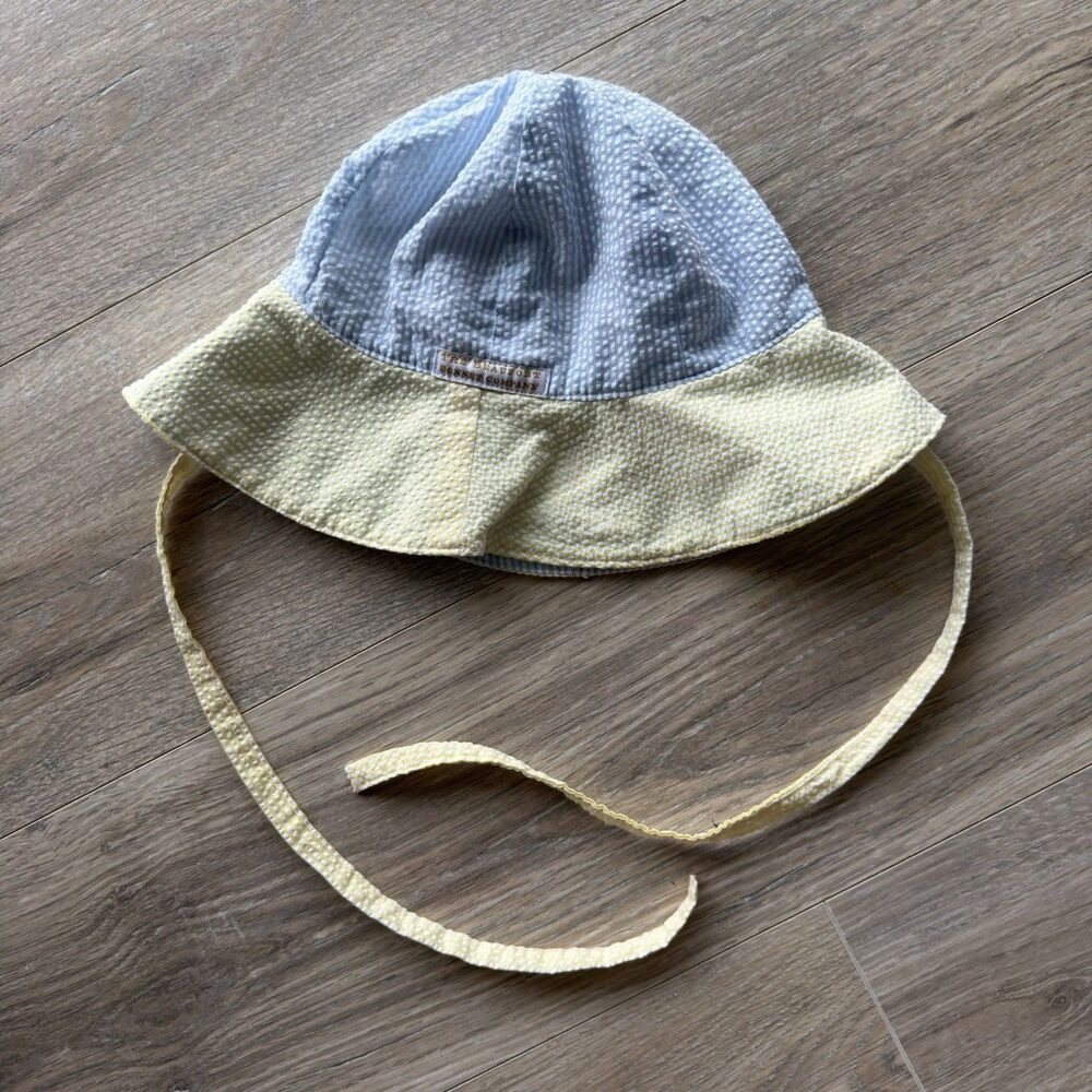 The Beaufort Bonnet Company Childs Blue & Yellow Seersucker Cissy Sun Hat TBBC